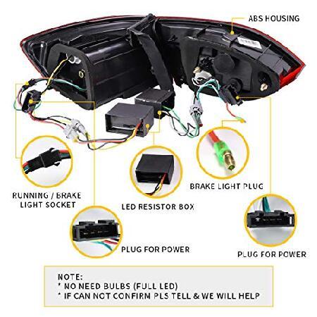 VLAND LED Smoked Tail Lights Compatible for [2012-2014 Volkswagen Jetta ＆ 2012-2015 Volkswagen Sagitar] Rear Lamps Assembly With Sequential Turn Signの画像