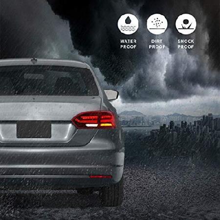 VLAND LED Smoked Tail Lights Compatible for [2012-2014 Volkswagen Jetta ＆ 2012-2015 Volkswagen Sagitar] Rear Lamps Assembly With Sequential Turn Signの画像