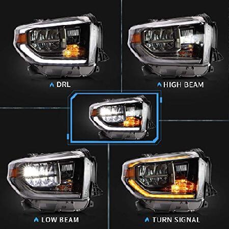 VLAND プロジェクター LED ヘッドライト トヨタ タンドラ 2014-2019対応 シーケンシャルウィンカー付き クロム 助手席＆運転席側_1
