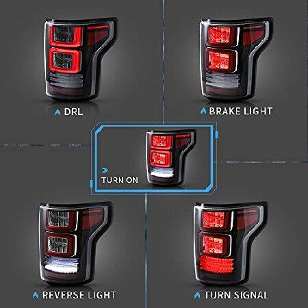 VLAND Led Tail lights Compatible with Ford F-150/ Raptor 2015-2019 Factory Halogen Pickup Truck w/Red Turn Signal (Not Fit a XLT/Lariat, Factory withの画像