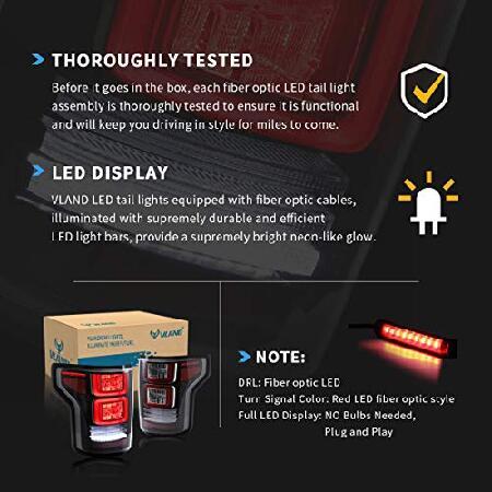 VLAND Led Tail lights Compatible with Ford F-150/ Raptor 2015-2019 Factory Halogen Pickup Truck w/Red Turn Signal (Not Fit a XLT/Lariat, Factory withの画像