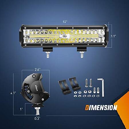 Nilight LED Light Bar Set, 12 Inch 300W Triple Row Spot Flood Combo Work Driving Lamp, 2 Pcs 4 inch 60 W Triple Row Flood Spot LED with Wiring Harness_1