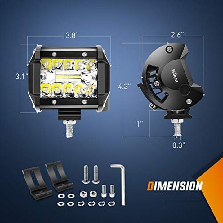 Nilight LED Light Bar Set, 12 Inch 300W Triple Row Spot Flood Combo Work Driving Lamp, 2 Pcs 4 inch 60 W Triple Row Flood Spot LED with Wiring Harness_2