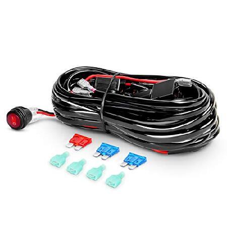 Nilight LED Light Bar Set, 12 Inch 300W Triple Row Spot Flood Combo Work Driving Lamp, 2 Pcs 4 inch 60 W Triple Row Flood Spot LED with Wiring Harness_3