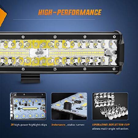 Nilight LED Light Bar Set, 12 Inch 300W Triple Row Spot Flood Combo Work Driving Lamp, 2 Pcs 4 inch 60 W Triple Row Flood Spot LED with Wiring Harness_5