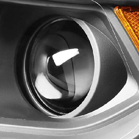 DNA Motoring ブラック/アンバー HL-OH-DDUR14-BK-AM ペアファクトリースタイルプロジェクターヘッドライトランプ LEDサイドマーカー付きの画像