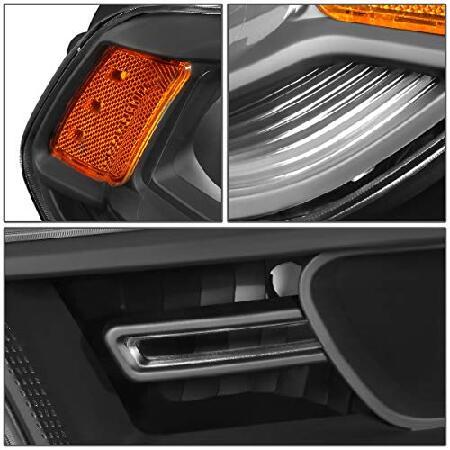 DNA Motoring ブラック/アンバー HL-OH-DDUR14-BK-AM ペアファクトリースタイルプロジェクターヘッドライトランプ LEDサイドマーカー付きの画像
