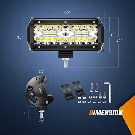 Nilight 18022C-B 6.5Inch 2PCS 6.5 Inch 120W Spot ＆ Flood Combo Bar Driving Waterproof Led Work Light Triple Rows Off-Road Truck Car ATV SUV Jeep Cabi_1