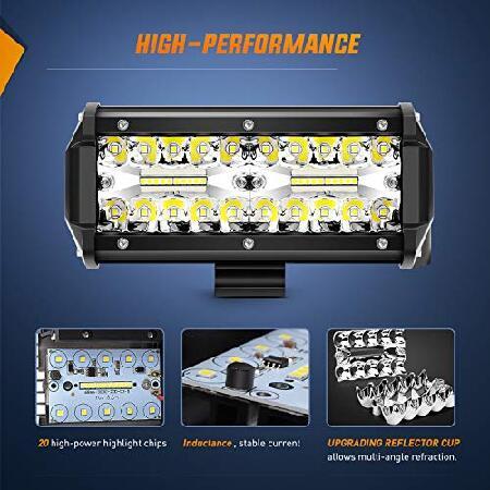 Nilight 18022C-B 6.5Inch 2PCS 6.5 Inch 120W Spot ＆ Flood Combo Bar Driving Waterproof Led Work Light Triple Rows Off-Road Truck Car ATV SUV Jeep Cabi_2