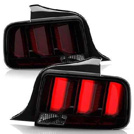 ACANII - 2005-2009フォードマスタングスモークレンズ レッドLEDチューブシーケンシャルシグナルリアテールライト ブレーキランプアセンブリの画像