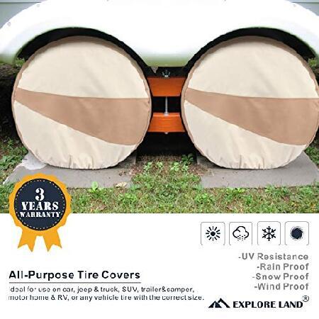 Explore　Land　Durable　Tire　Cover　Set　Heavy　Trailer　29-31.75　Diameters　Travel　Protector　SUV,　Motorhome,　Jeep,　RV,　for　Duty　of　Fits　Wheel　Tire　Tires