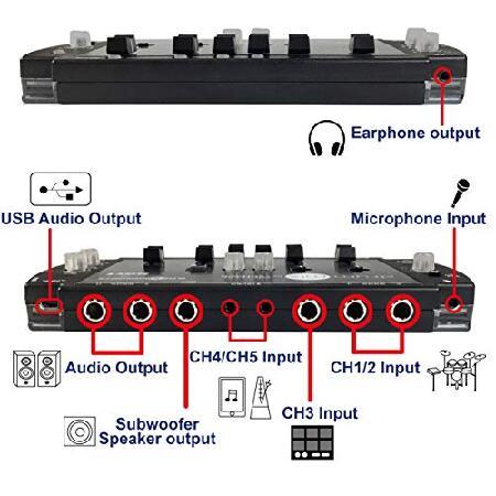 Maker hart Drum Mixer-compact 6 channels/3.5mm/6.3mm jack USB audio out/build in microphone for drummer's live/broadcasting/webcasting/streaming｜rest｜05