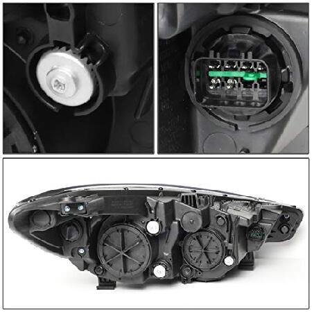 DNA MOTORING ブラック/アンバー OEM-HL-0119-R ファクトリースタイル 右側 プロジェクターヘッドライトランプアセンブリ 14-16 Kia Forte用の画像