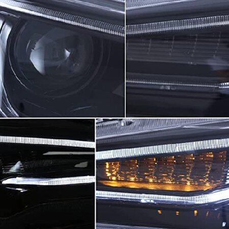 VLAND ヘッドライトアセンブリ 三菱ランサー＆EVO X 2008-2020 W/DRL LEDフロントライト シーケンシャルウィンカー付き プラグアンドプレイヘッドランプ ブラッの画像