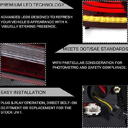 VLAND テールライトアセンブリ 2013 2014 2015ホンダアコード テイルランプアセンブリ シーケンシャルウィンカー フルLED プラグアンドプレイ レッドの画像