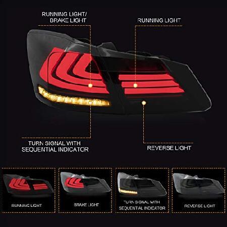 VLAND テールライトアセンブリ 2013 2014 2015 ホンダアコード テールランプアセンブリ シーケンシャルウィンカー、フルLED プラグアンドプレイ スモーク付きの画像