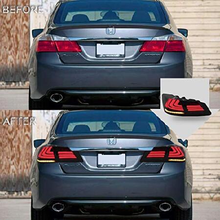 VLAND テールライトアセンブリ 2013 2014 2015 ホンダアコード テールランプアセンブリ シーケンシャルウィンカー、フルLED プラグアンドプレイ スモーク付きの画像