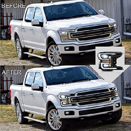VLAND ヘッドライトアセンブリ Ford F-150 2018-2020 XL XLT プラチナ ラリアット リミテッド SSV キングランチ フルLEDヘッドライト DRL付き シーケンシャルウ_3