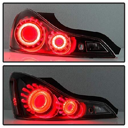 ACANII - 2008-2015 インフィニティ G37 / Q60 クーペ ブラック ハウジング 3D LED チューブ テールライト ブレーキランプ アセンブリ 左+右の画像