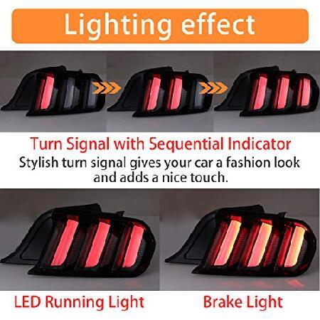AUTOWIKI LED Tail Lights for 2015-2020 Ford Mustang with Sequential Turn Signals Black Housing Clear Lens 2PCSの画像