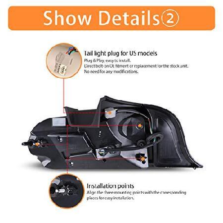 AUTOWIKI LED Tail Lights for 2015-2020 Ford Mustang with Sequential Turn Signals Black Housing Clear Lens 2PCSの画像