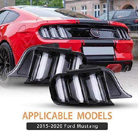 AUTOWIKI LED Tail Lights for 2015-2020 Ford Mustang with Sequential Turn Signals Black Housing Clear Lens 2PCSの画像