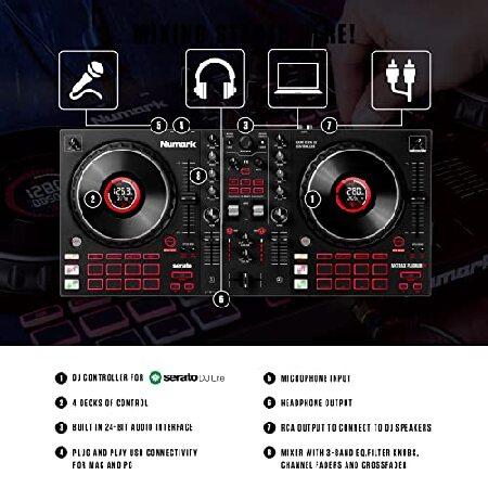 DJコントローラー 4デッキ タッチセンサー搭載ジョグホイール Serato DJ Lite FXパドル オーディオインターフェイス Mixtrack Platinum FX 【ロータリー】
