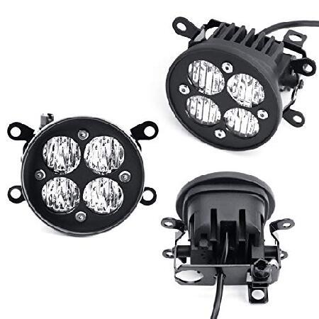 iJDMTOY クリアレンズ 24W ハイパワー LED 広角 SAE フラッドビーム フォグライトキット 取り付けブラケット付き スバルWRX STI XV クロストレック インプレッサ_1