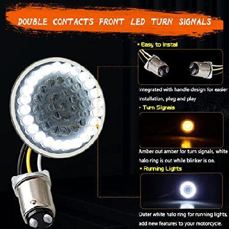 MotoParAcc 1157 Front 1156 Rear LED Turn Signals, 2 Inch Bullet 12V Motorcycle Blinker Running Lights for Harley Dyna, Road King, Sportster 1200, Iron_1