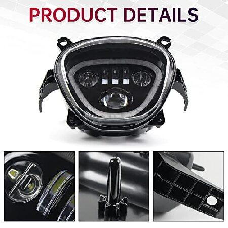 CPOWACE LEDヘッドライト M109R用 クリアレンズ LEDヘッドランプアセンブリ Halo DRL ハイ/ロービーム付き SUZUKI Boulevard M109R / M90対応の画像