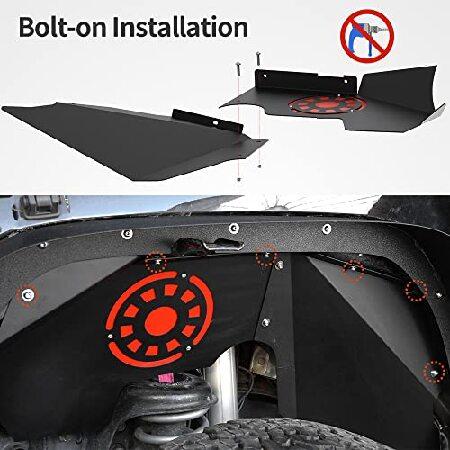 OEDRO フロントインナーフェンダーライナー 2007-2018 Jeep Wrangler JK ＆ JKU Unlimited対応 ボルトオンスタイルスチールフェンダーフレア_2