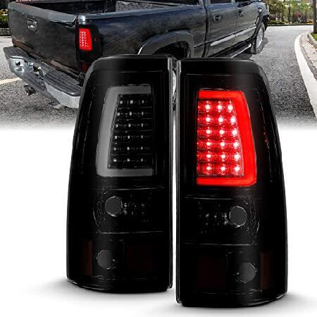 AmeriLite 1999-2006 GMC Sierra / 99-02 シボレー シルバラード ピックアップトラック ダークブラック Cタイプ LED チューブ テールライト ブレーキランプセッ_1