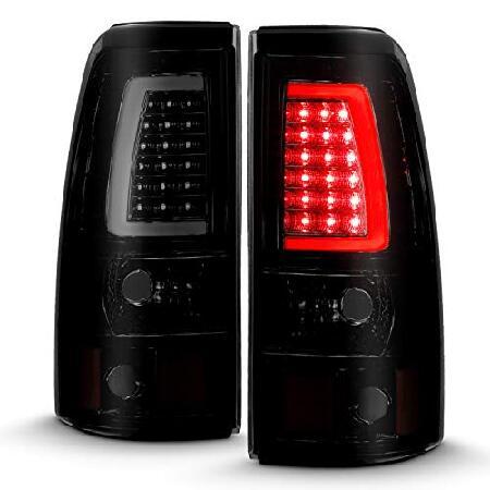 AmeriLite 1999-2006 GMC Sierra / 99-02 シボレー シルバラード ピックアップトラック ダークブラック Cタイプ LED チューブ テールライト ブレーキランプセッ_2