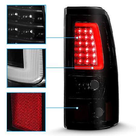 AmeriLite 1999-2006 GMC Sierra / 99-02 シボレー シルバラード ピックアップトラック ダークブラック Cタイプ LED チューブ テールライト ブレーキランプセッ_3