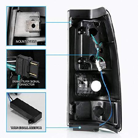 AmeriLite 1999-2006 GMC Sierra / 99-02 シボレー シルバラード ピックアップトラック ダークブラック Cタイプ LED チューブ テールライト ブレーキランプセッ_5