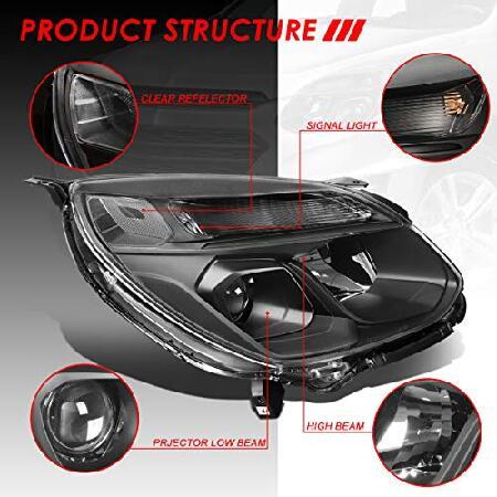 Auto Dynasty 2個 ブラック ハウジング クリアコーナープロジェクターヘッドライト ウィンカーランプ付き Chevy Equinox 16-17に対応の画像