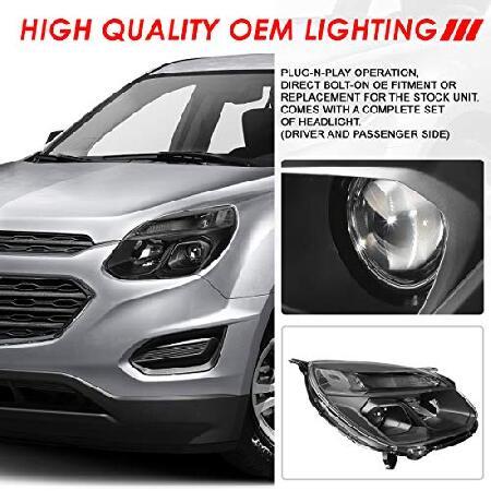 Auto Dynasty 2個 ブラック ハウジング クリアコーナープロジェクターヘッドライト ウィンカーランプ付き Chevy Equinox 16-17に対応の画像