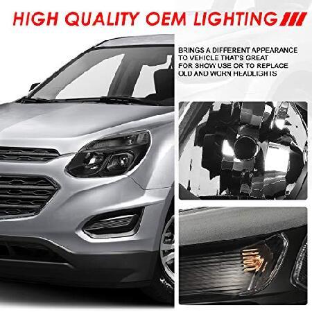 Auto Dynasty 2個 ブラック ハウジング クリアコーナープロジェクターヘッドライト ウィンカーランプ付き Chevy Equinox 16-17に対応の画像