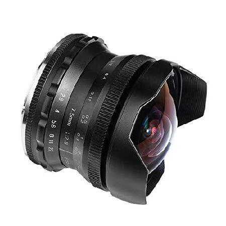 PERGEAR 7.5mm F2.8 Fish Eye Manual Focus Fixed Lens Compatible with EOS-M/EF-M Aps-c mirrorless Camera M2，M3，M5，M6，M100，M200，M50 