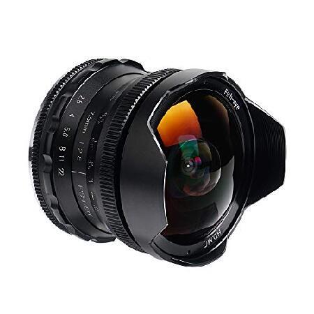 PERGEAR 7.5mm F2.8 Fish Eye Manual Focus Fixed Lens Compatible with EOS-M/EF-M Aps-c mirrorless Camera M2，M3，M5，M6，M100，M200，M50 