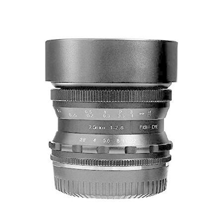 PERGEAR 7.5mm F2.8 Fish Eye Manual Focus Fixed Lens Compatible with EOS-M/EF-M Aps-c mirrorless Camera M2，M3，M5，M6，M100，M200，M50 