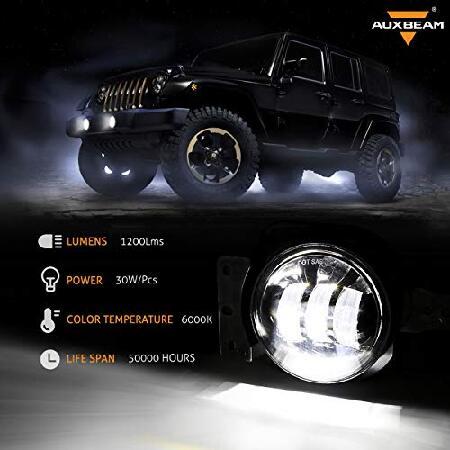 Auxbeam 4インチ ラウンド LED フォグライト 交換用 ジープ ラングラー JL JLU 2018 2019 2020 ブラケット2個付き アップグレード済み 4インチ LED フォグランプの画像