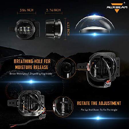 Auxbeam 4インチ ラウンド LED フォグライト 交換用 ジープ ラングラー JL JLU 2018 2019 2020 ブラケット2個付き アップグレード済み 4インチ LED フォグランプの画像