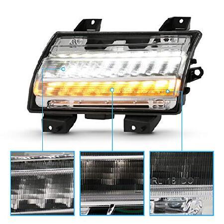 AmeriLite 2018-2020 ジープラングラー JL ハロゲンタイプ シーケンシャル [フルLED DRL] バンパーパーキングランプ ウインカーライトセット - 助手席と運転席側の画像