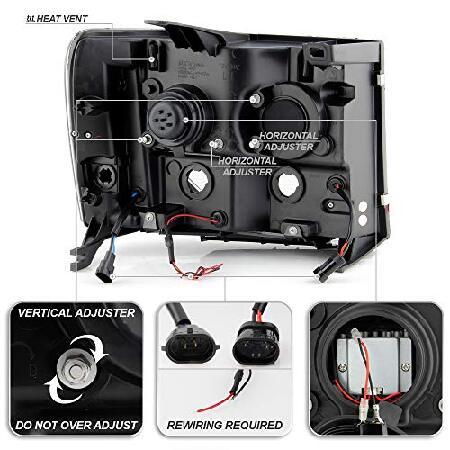 ACANII - 2007-2013 GMC Sierra 1500 2500 3500 [内蔵LEDロービーム] ブラック LED チューブ プロジェクター ヘッドライト ヘッドランプの画像