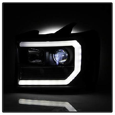 ACANII - 2007-2013 GMC Sierra 1500 2500 3500 [内蔵LEDロービーム] ブラック LED チューブ プロジェクター ヘッドライト ヘッドランプの画像