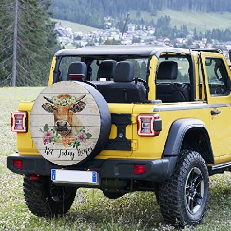 Spare　Tire　Covers　14inch,　Camper,　for　Trailers　SUV　Cover　Tires　Cow　Rvs　Cover,　Floral　Waterproof　Wood　Autom　Polyester　Cars　Jeep　Wheel　Custom　Dust-Proof