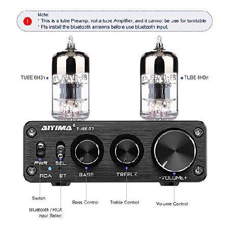 AIYIMA Tube T7 Audio 6N3 Tube Preamp Bluetooth 5.0 Warm Vacuum Buffer Preamplifier with Treble Bass Tone for Home Theater System｜rest｜03