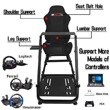 Minneer Racing Seat Simulator Cockpit Height Adjustable Racing Steering Wheel Stand Fits Fantec, Logitech G25, G27, G29, Thrustmaster Compatible with