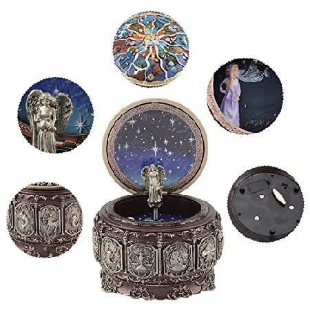 DELIWAY Mechanism Rotate Music Box with 12 Constellations and Sankyo 18-Note Wind Up Signs of The Zodiac Gift for Birthday Christmas (Upgraded,Always｜rest｜04